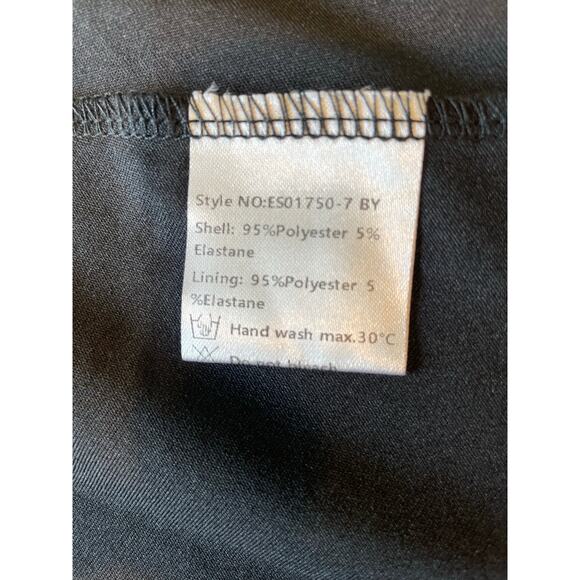 Ever Pretty Hi Low Dress NWT Deep V Neck Black Sleeveless Stretch Sz 18 Evening - Picture 7 of 10